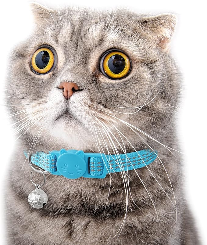 Upgraded Version 6 Pack Reflective Cat Collars with Bell,Breakaway Safety Kitten Collar,Adjustable 7''-12'',for Girl Boy Cats,Pet Supplies,Stuff,Accessories