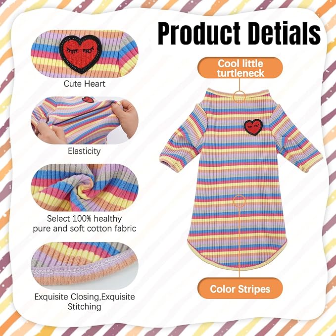 DENTRUN Hairless Cats Shirt Breathable Cat Daily Wear Clothes Stripe Vest Adorable Pajamas Jumpsuit Soft & Skin-Friendly