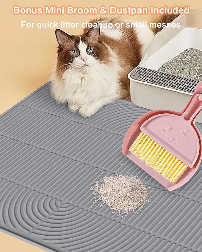 Silicone Cat Litter Mat Large, 40'' x 28'', Waterproof Trapping Mat for Litter Box, Easy Clean & Non-Slip