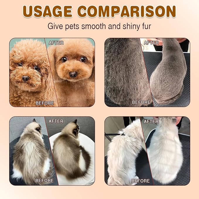 Pjordo Pet Fur Care Oil, 3.38 FL OZ Natural Oils with Collagen for Detangles, Reduces Shedding, Shiny & Silky Coat, Leave-in Conditioner for Dogs & Cats