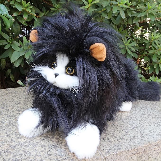 Lion Mane Wig for Cat Costume Pet Adjustable Washable Comfortable Fancy Lion Hair Cat Clothes Dress for Halloween Christmas Easter Festival Party Activity (Medium, Black)
