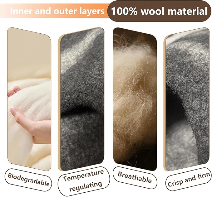 Felted Wool Cat Cave Merino Wool Cat Bed for Indoor Round Cave Cats House mat Handmade Self Warming Comfort