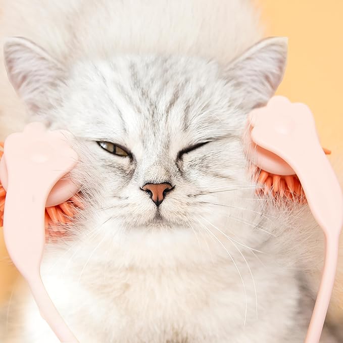 Cat Massager Roller 10x1.57 Inch For Medium to Large Adult Cats, Silicone Grooming Tool Relaxer Pink Stick with Pink Massage Face Thin Scroll Wheel for Indoor Dog Head's Pet