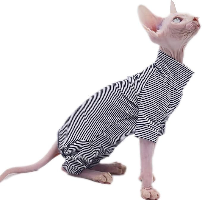 Sphynx Cat Clothes 4 Legs Pure Cotton Comfortable Stretch Hairless Cat Clothes, Devon Clothes, Kornish Clothes and Small Cats (XX-Large)