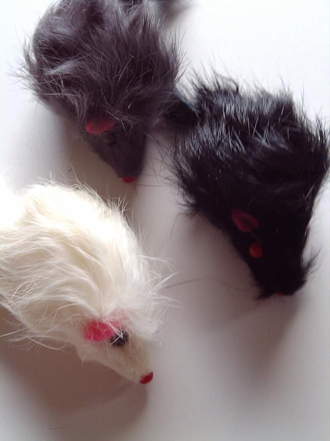 Kats'N Us Fur Mouse Cat Toy - 5 Pak - Long Hair Mixed Colors