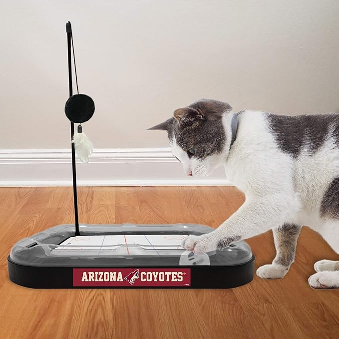 First yangi Cat Scratching & Toy - ARIZONA COYOTES Hockey Field Cat Scratcher Ball & Bell Toy, 5-in-1