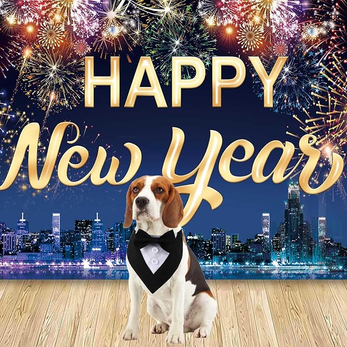 Formal Dog Tuxedo, Wedding Pet Bandana Birthday Dog Tux Costume Puppy Outfit Adjustable Collar with Bowtie, Dog Clothes for Small Medium Dogs Cats, Dog Wedding Attire Party Clothing Apparel (Large)