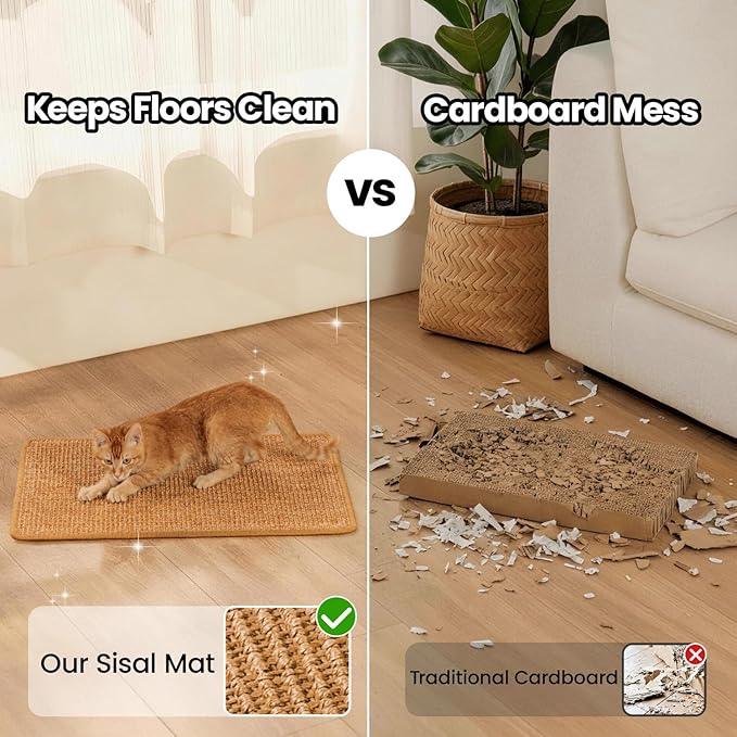Conlun Cat Scratcher Mat,Sisal Cat Scratch Pad Rug,Wall Scratchers for Indoor Kitten Scratching&Stretching,Furniture Protector for Post&Sofas&Couch&Carpets&Floor,Kitty Bithday Gifts,Medium,Brown