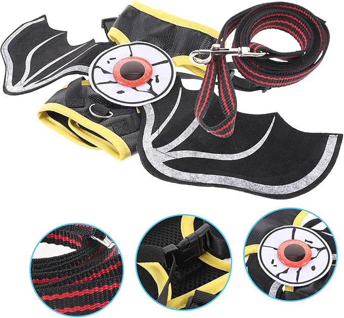Kisangel 1set Cat and Leash Bat Style Pet Vest Leash Lightweight and Comfortable for Walking and Training Cats