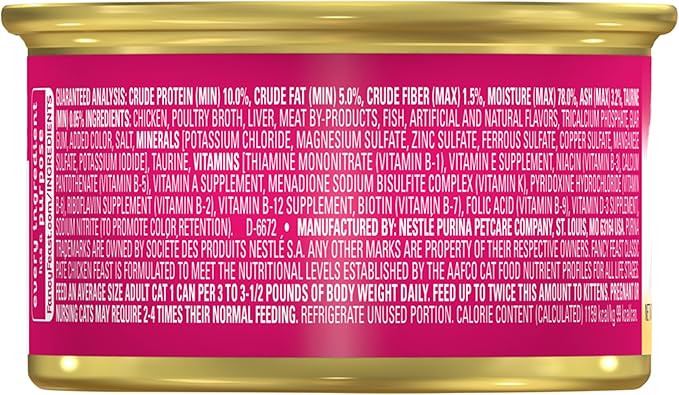 Purina Fancy Feast Chicken Feast Classic Grain Free Wet Cat Food Pate - (Pack of 24) 3 oz. Cans