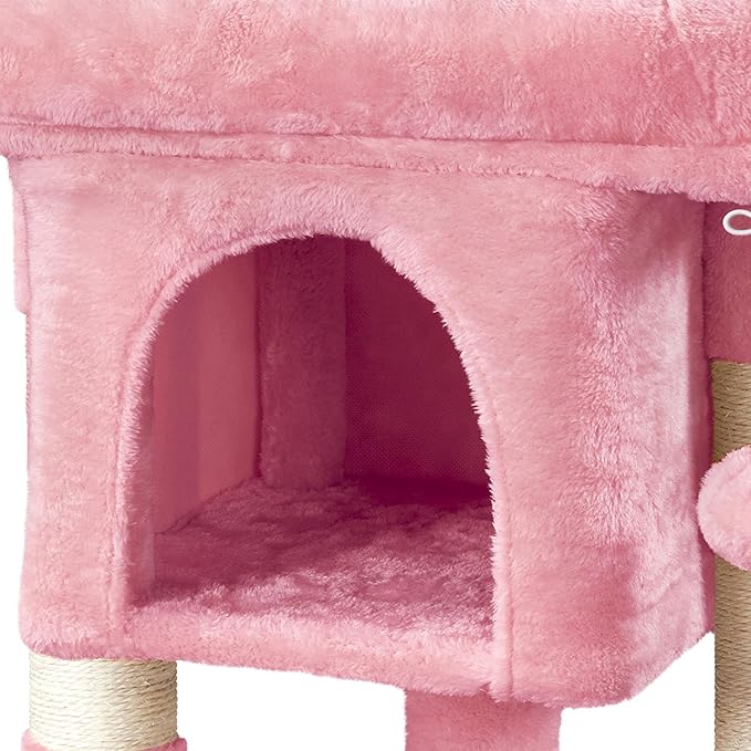 Topeakmart Cat Tree with Extra Large Plush Perch, Soft Cat Condo & Sisal-Covered Scratching Posts for Large Cats, Kittens Cats, 23.5 Inches, Pink