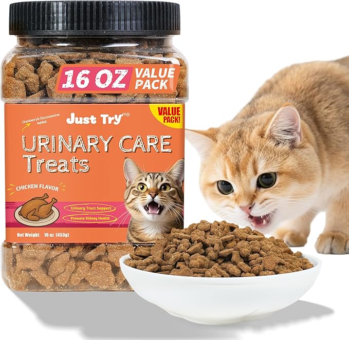 Just Try 16 OZ Cat Treats Urinary Tract Bites - Cranberry & D Mannose Formula for Bladder Health - Chicken Flavored Prevent UTI & Promote Urinary Comfort
