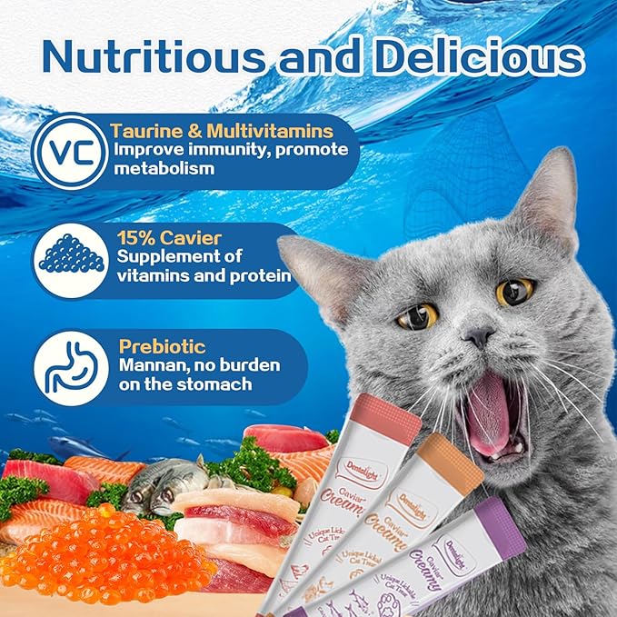 Caviar Creamy Lickable Cat Treats Snack Kitty Treats for Training 5 Pack, (50g, Duck)