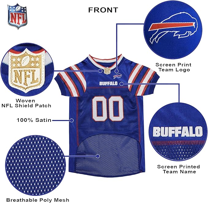 NFL Buffalo Bills Dog Jersey - Small, Football Jersey Costume for Dogs