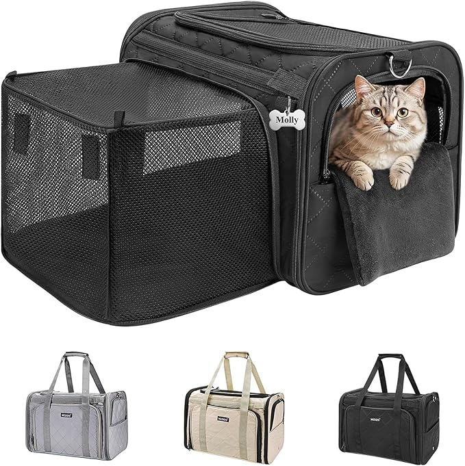 MIDOG Cat Carrier Soft for Small to Medium-Sized Cats,Up to 25 Lbs, Large Soft Sided Pet Carrier,Collapsible Travel Cat Carriy Bag(Beige,20 inch x 13 inch x 13 inch)