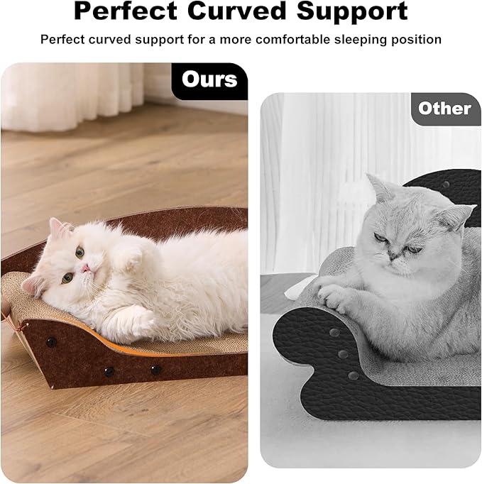 ZOMISIA 2 Pack 26'' Cardboard Cat Scratcher Bed - Large Scratcher Couch for Indoor Cats, Orthopedic Scratching Board, Lounger Scratching Couch with Bells