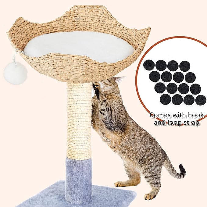 Abbylike 3 Pack 16" Round Cat Dog Bed Cushion Pad Mat Faux Rabbit Fur Pet Sleeping Mat with Small Ball Warm Plush Anti Slip Washable Cat Tree Tower Replacement Cushion Pad for Carrier Crate, White