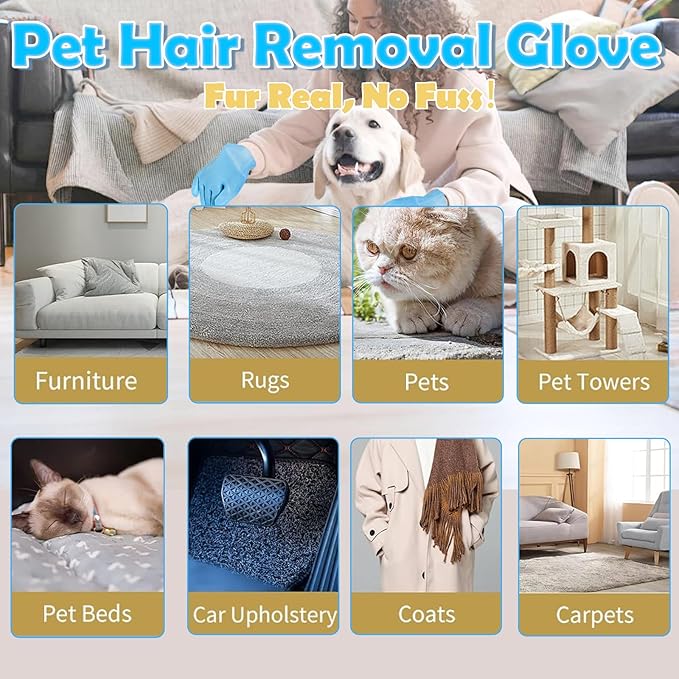 Pet Grooming Gloves Kit, Dog Washing & Cat Brush Glove with Silicone Bristles