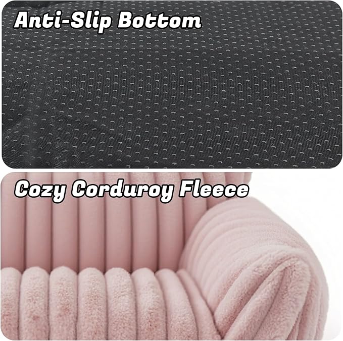Cat Couch for Pets - Cute Cat Beds for Indoor Cats with Removable Cover, Washable Soft Corduroy Plush, Fluffy Supportive Pet Sofa Chair for Small Dog & Cats, Pink 30 inch