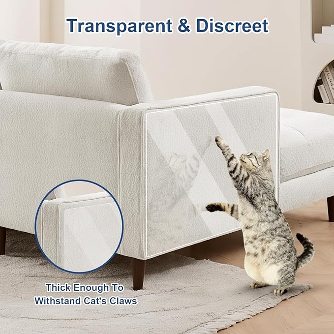 Anti Cat Scratch Furniture Protector, 17" Couch Protector from Cat Claws, Cats Couch Protector Couch Cat Scratch Protector Transparent Sofa Guard Shield Single Sided Sticky Tape 20 Pack