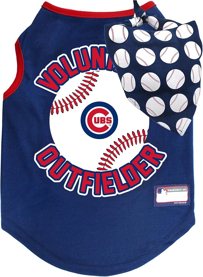 Pets First CUB-4104-MD Chicago Cubs Tank Top with Bandana