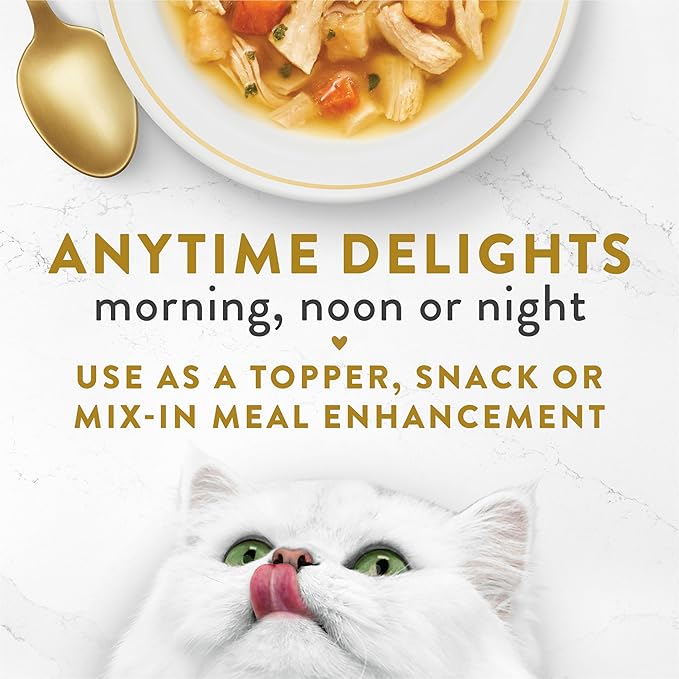 Purina Fancy Feast Broths Classic With Chicken and Vegetables Lickable Wet Cat Food Broth Topper, Pack of 16, 1.4 oz Pouches