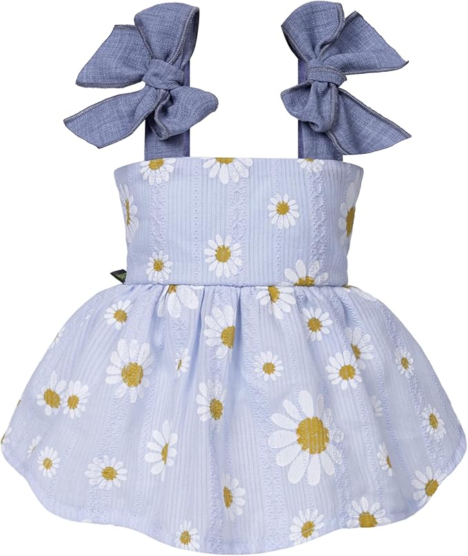 Fitwarm Daisy Dog Dress, Elegant Summer Clothes for Small Dogs Girl, Lightweight Pet Clothes, Blue, White, XS