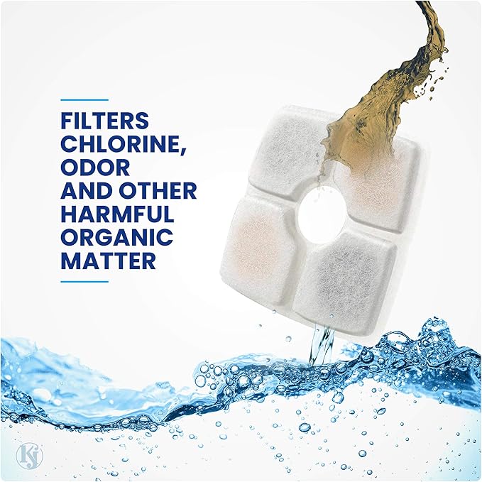 K&J 4 Pack Cat and Dog Pet Water Fountain Filter Replacements, Activated Charcoal, 84oz/2.5L, Universal Replacement for Veken, Parner, Pandola and More (4 Pack)
