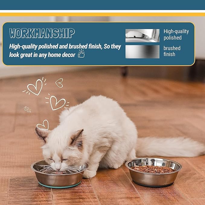 PEGGY11 Lightweight Stainless Steel Dog Bowls - 6 Cup, 2 Pack
