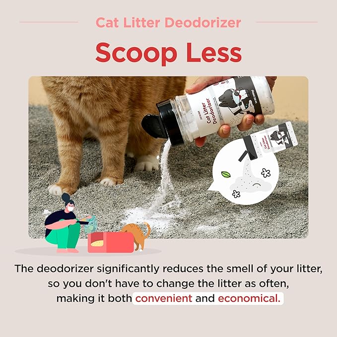 JAYU PET Cat Litter Deodorizer - Litter Box Odor Remover Eliminator with Charcoal & Baking Soda, Controls Cat & Kitten Litter Smells, Fresh Phytoncide Scent for a Cleaner Home 14oz (400g)