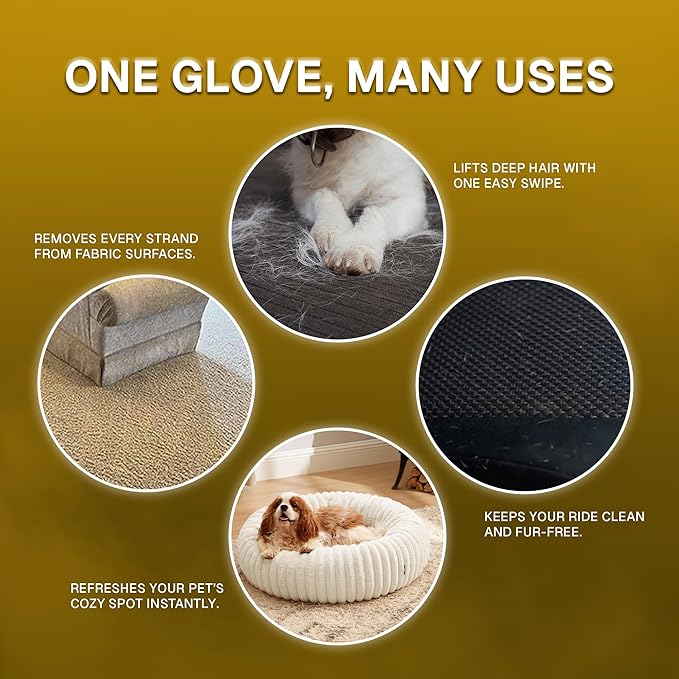 Pet Hair Removal Glove for Cats & Dogs, Hair Remover Mitt, Reusable Mesh Cleaning Glove with Five Finger Design for De-Shedding, Easy Cleaning, Clothing, Couch, Carpet & Car Seat