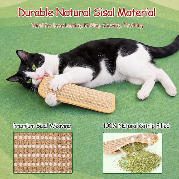 3 Pack 13inch Catnip Cat Kicker Toys Pillow Sisal Cat Toy Sticks for Bunny Kicking Cats Interactive Toys for Indoor Cats Boredom Breaker Cat Nip Toys Cat Chew Toy for Large Cats Kitty Kitten