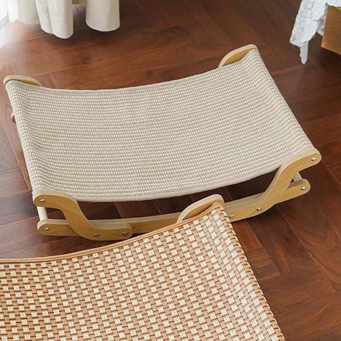 Baoblaze Cat Scratcher Bed Scratching Board Sturdy Playing Resting Protect Furniture Chair Lounge for Indoor Cats Wood Scratch Lounger, Linen Cushion