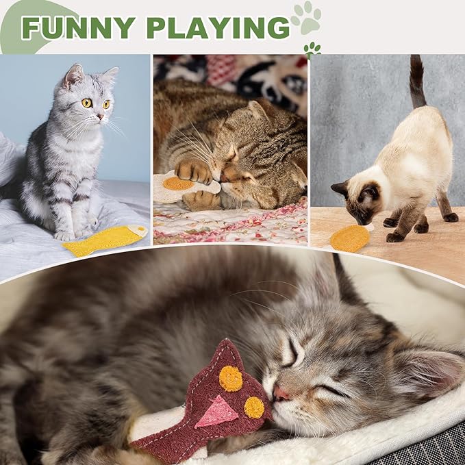 Bite Resistant Catnip Playing, Durable and Interesting, Flower Shaped Cat Teeth Chew Playing Catnip Filled (Yellow White), Intended for Bedroom/Balcony/Living Room