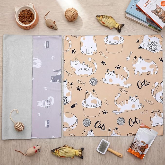 Shinylin 2 Pcs 27.6" Cat Grooming Wraps for Cutting Nails Self Adherent Cat Swaddle Wraps Anti Scratch Anti Escape Pet Tool for Medicine Nail Clipping Teeth Brushing Ear Cleaning