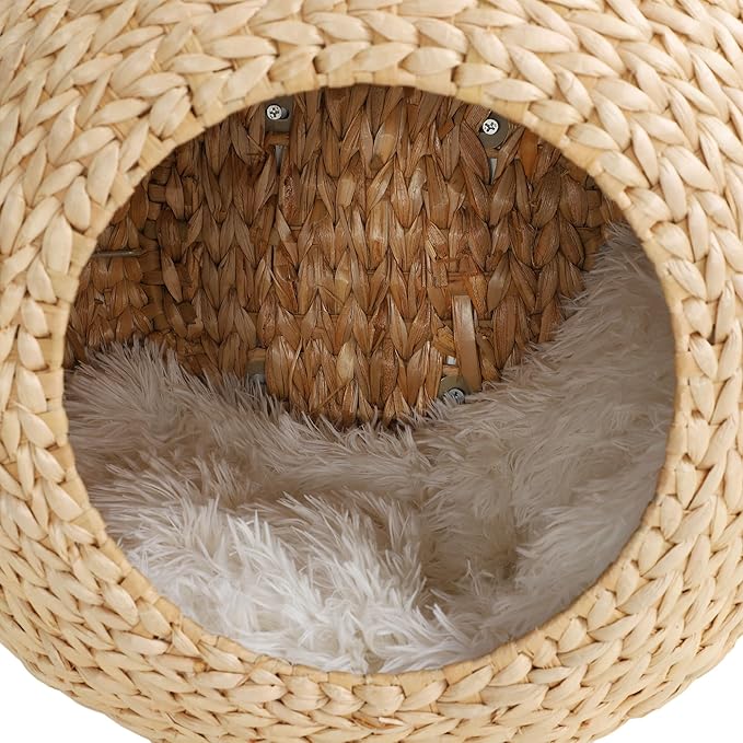 PawHut Cat Wall Furniture, Wall Mounted Cat Condo with Washable Cushion, Cat Wall Shelf for Indoor Cats Kittens, Natural Wood