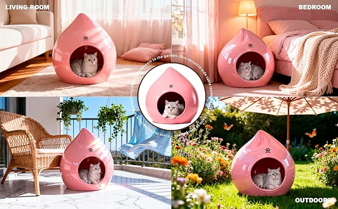 Peach-Shaped & Pet Bed - Pet-Safe Rounded Eco-Resin Design, Space-Saving Home Ornaments(A-Pink)