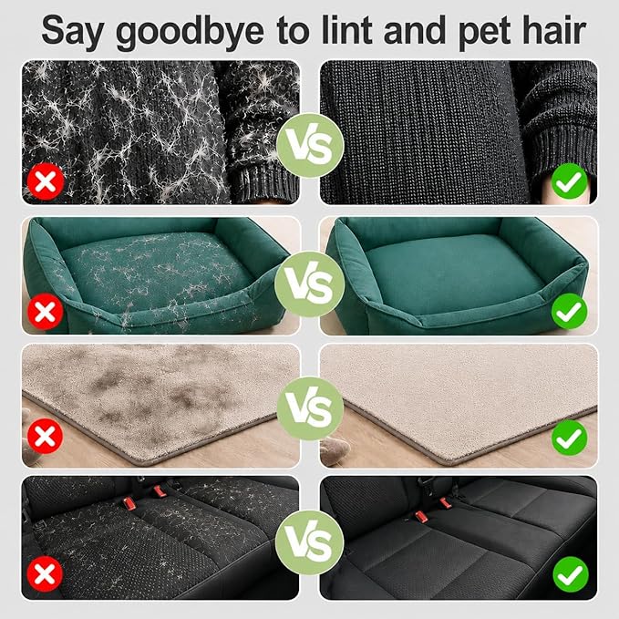 Upgraded Electrostatic Pet Hair Removal Glove,Quick Wiping, Reusable & Washable for Carpet Clothing Pet Beds Sofa Car Seats Effortless Cats & Dogs Hair Remover for Busy Pet Owners