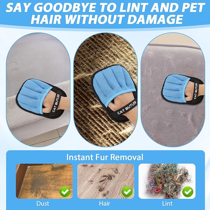 New Upgrade Electrostatic Gloves Pet Hair & Pet Hair Removal Glove for Cats ＆ Dogs - Reusable Grooming Mitt for Efficient Shedding Control