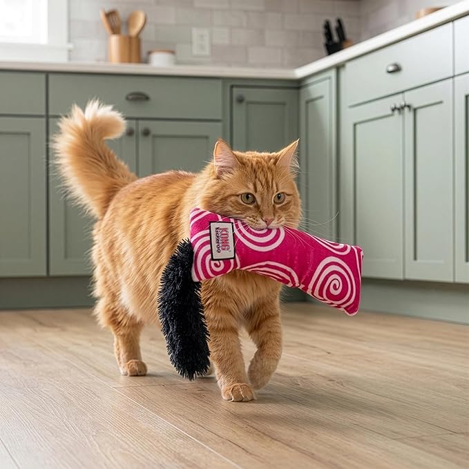 KONG Kickeroo Swirl Cat Toy – Plush with Crinkle Sound, Soft Catnip Toy for Indoor Cats – Assorted Colors (3 Pack)