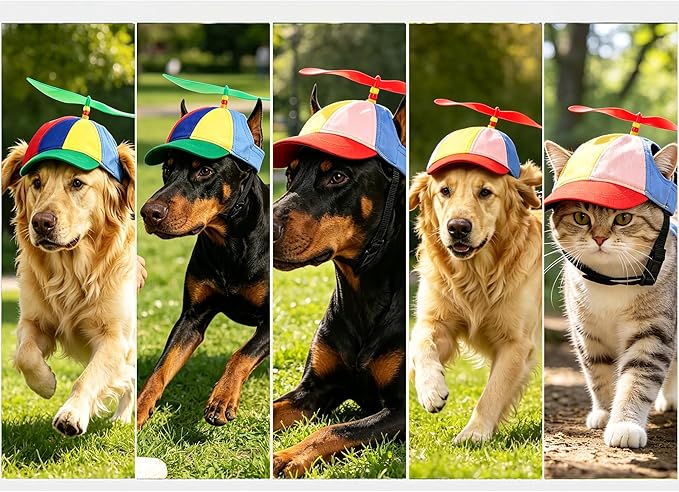 Pet Propeller Hat Cat Dog Colorful Pet Sun Protection Adjustable Baseball Cap Rainbow Pet Spinner Hat Funny Puppy Kitty Baseball Cap