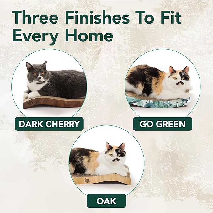 Reversible Wave Cat Scratcher for Indoor Cats - Cat Scratching Board, Horizontal Cat Scratch Pad Lounger with Reversible Usability and Extra Comfort for Lounge(1Pack, Dark Cherry)