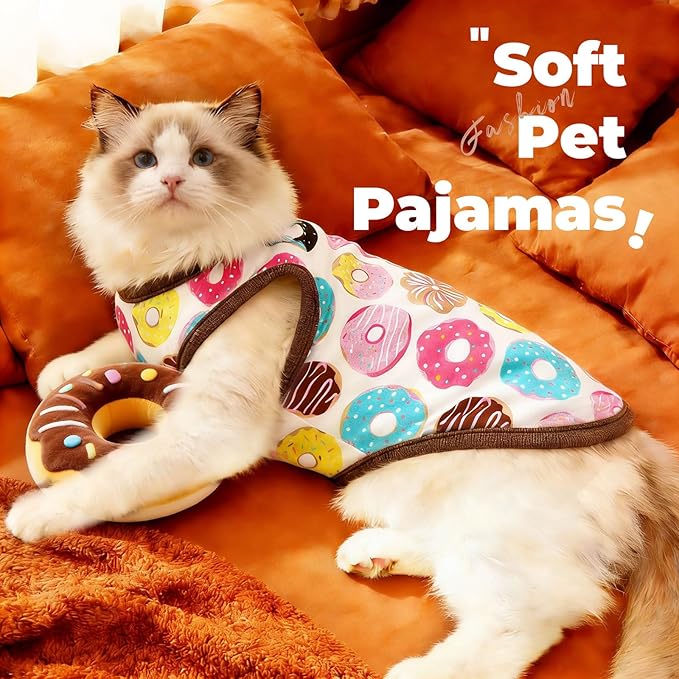 PETCARE Cartoon Dog Shirts for Small Dogs Cute Dog Clothes Brown Donut Tshirt Soft Cotton Puppy Pajamas Breathable Sleeveless Pet Tank Top Spring Summer Dogs Clothes for Chihuahua Yorkie Shih Tzu