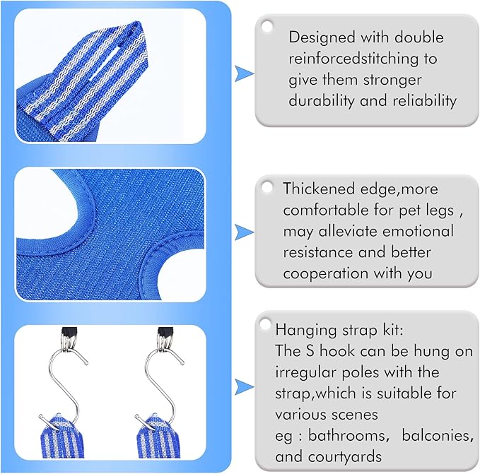 Ferraycle 14 in 1 Pet Grooming Hammock for Dogs Cats, Dog Grooming Sling, Cat Nail Trimming Kit, Restraint Bag with Clipper File for Nail Trimming Ear Cleaning Bathing Small Pets(Blue)