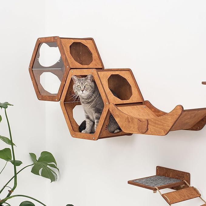 Wall Cat Shelves Wood Cat Wall Shelves Furniture - Wooden Shelf Wall Mounted Furniture - Indoor Cats Rustic Decor Lover Gift