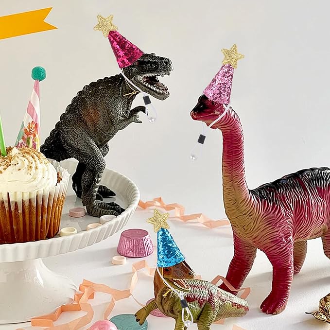 10pcs Mini Party Hats for Stuffed Animals Dog Cat Birthday Party Hat Rabbit Dinosaur Toy Animals Hat Pet Grooming Costume Accessories