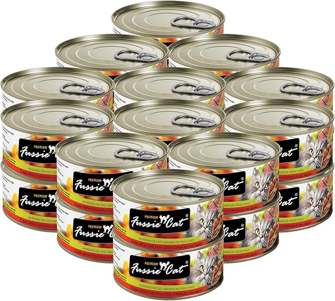 Fussie Cat Premium Tuna & Chicken Liver In Aspic Grain-Free Wet Cat Food 2.82oz, case of 24