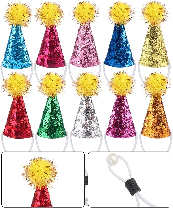10pcs Mini Party Hats for Stuffed Animals Dog Cat Birthday Party Hat Rabbit Dinosaur Toy Animals Hat Pet Grooming Costume Accessories