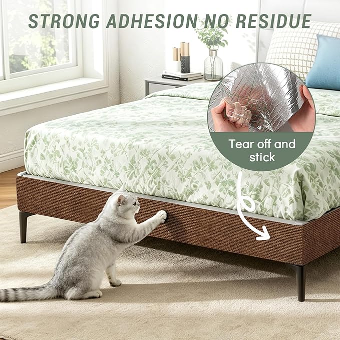Cat Scratch Couch Furniture Protector, Adhesive Cat Scratch Pad Deterrent for Furniture, DIY Climbing Cat Scratcher Couch Protector from Cat Claws Scratching Mat for Indoor (Brown,78.7x15.8Inch)
