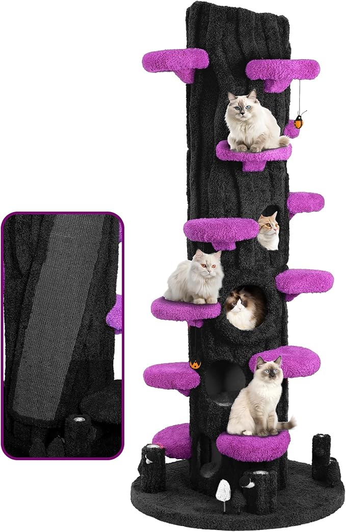 KAMABOKO Super Large Cat Tree for Indoor Cats, 90.5" Tall Cat Tower with Luxury Cat Condo, Cat Tree Tower with Soft Cushion, Scratching Board, Plush Platform＆ Top Perch